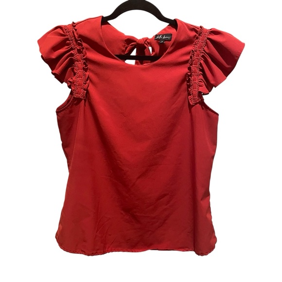 Chic Red Ruffle Sleeve Blouse - Picture 1 of 4